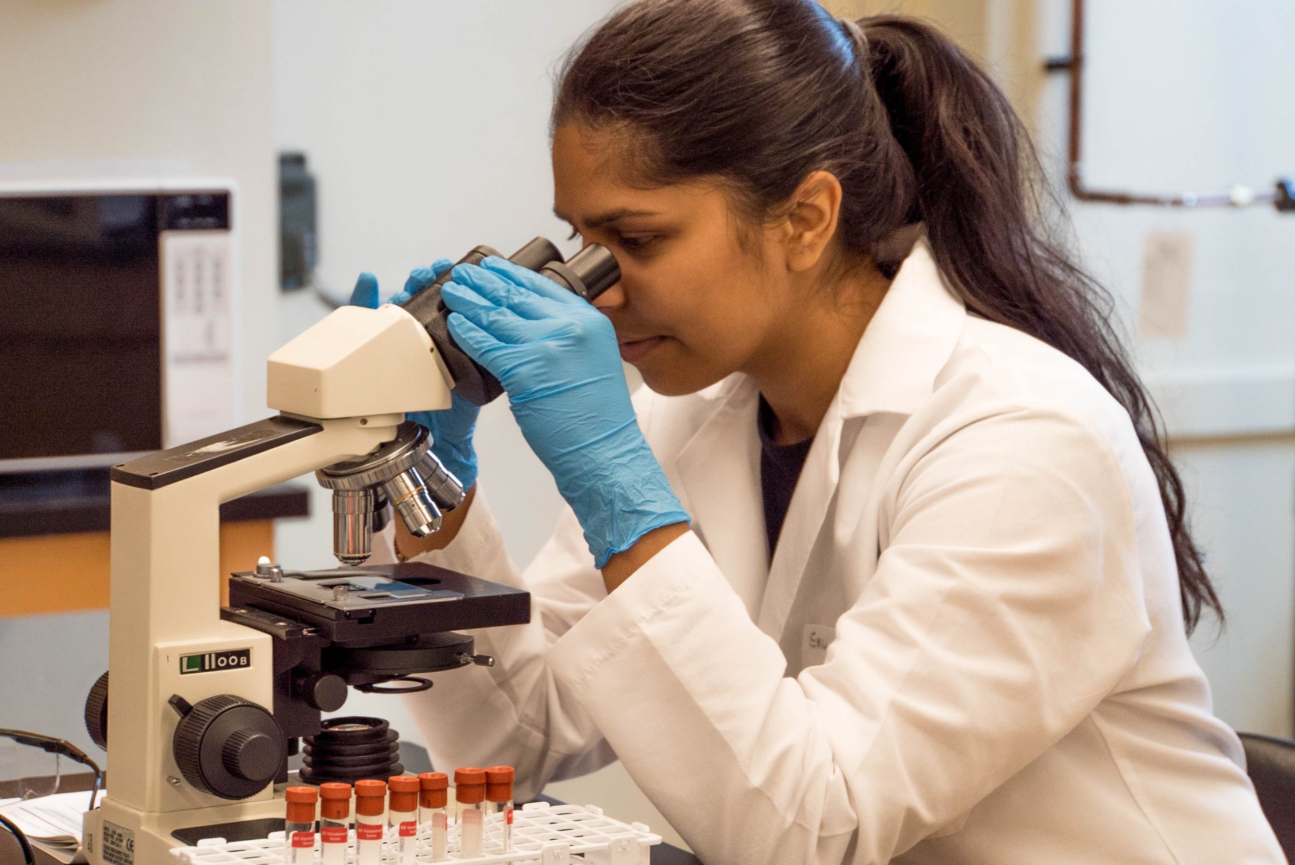young student doing research in a lab